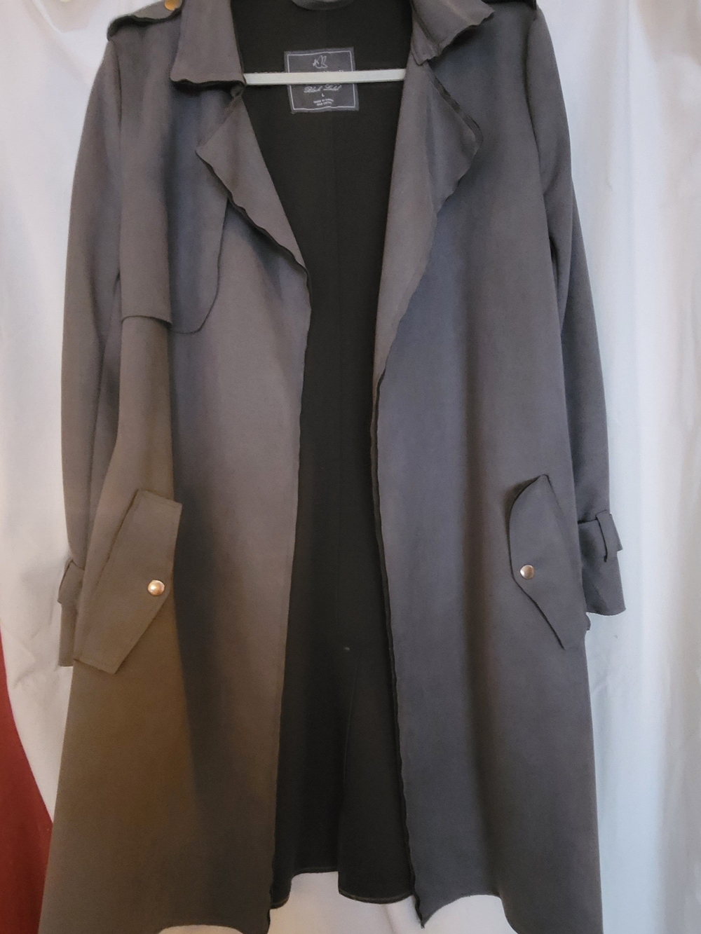 Black Label-Love For Humanity Women’s Gray Ultra-suede Trench Coat
